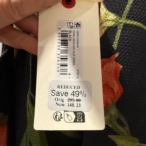 Ted Baker NWT size 4 Cowl Neck Black Floral Slip Midi Maxi Dress sleeveless - Picture 9 of 14